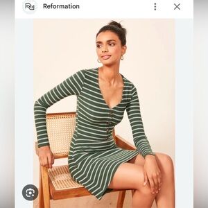 NWOT Reformation Marlene Striped Long Sleeve Mini Ribbed Dress Size XS